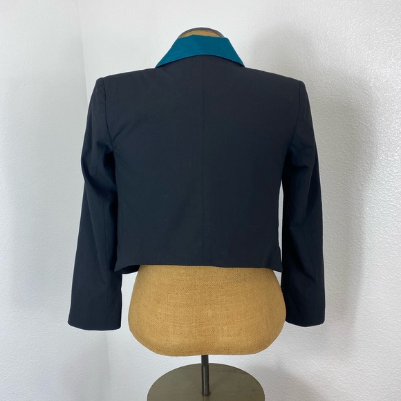 New Heidi Merrick Women’s Shaun Tuxedo Jacket Crop Blazer Size 0 Color Blocking - Picture 10 of 11